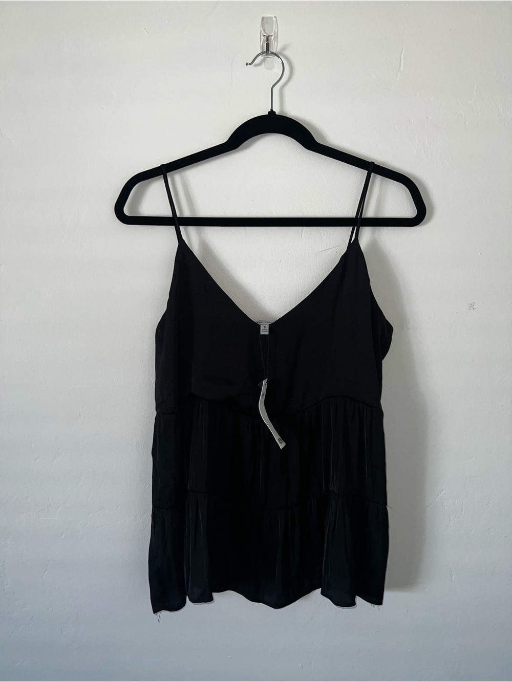 Naked Zebra Black Silk Top with Spaghetti Straps